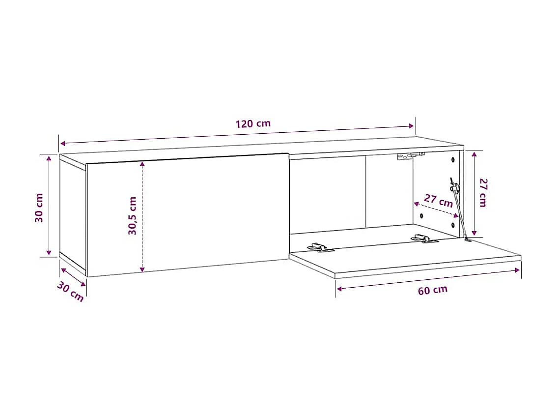 Berkfield TV Wall Cabinet Smoked Oak 120x30x30 cm Engineered Wood