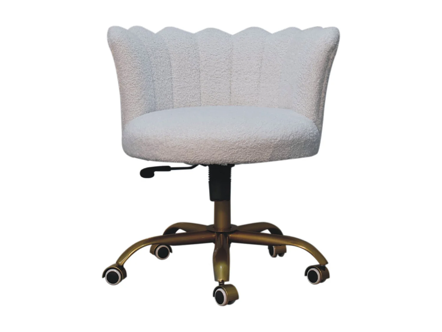 Artisan Furniture Solid Wood White Boucle Swivel Chair
