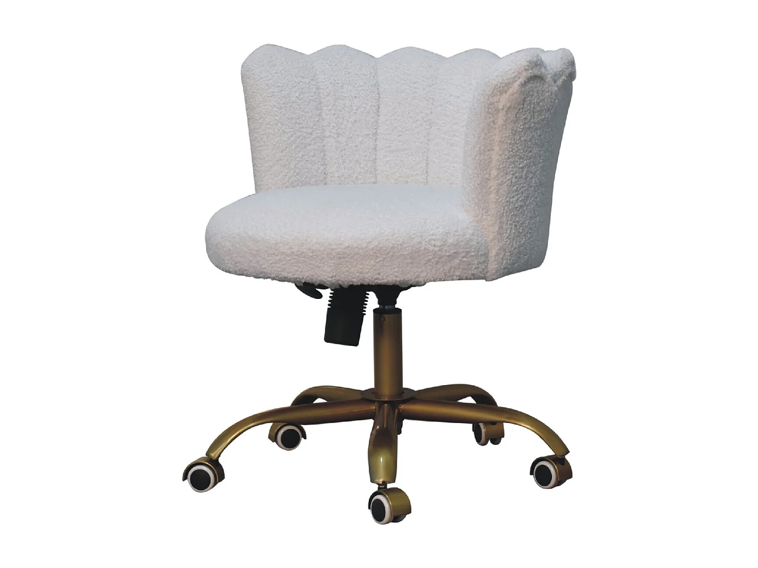 Artisan Furniture Solid Wood White Boucle Swivel Chair