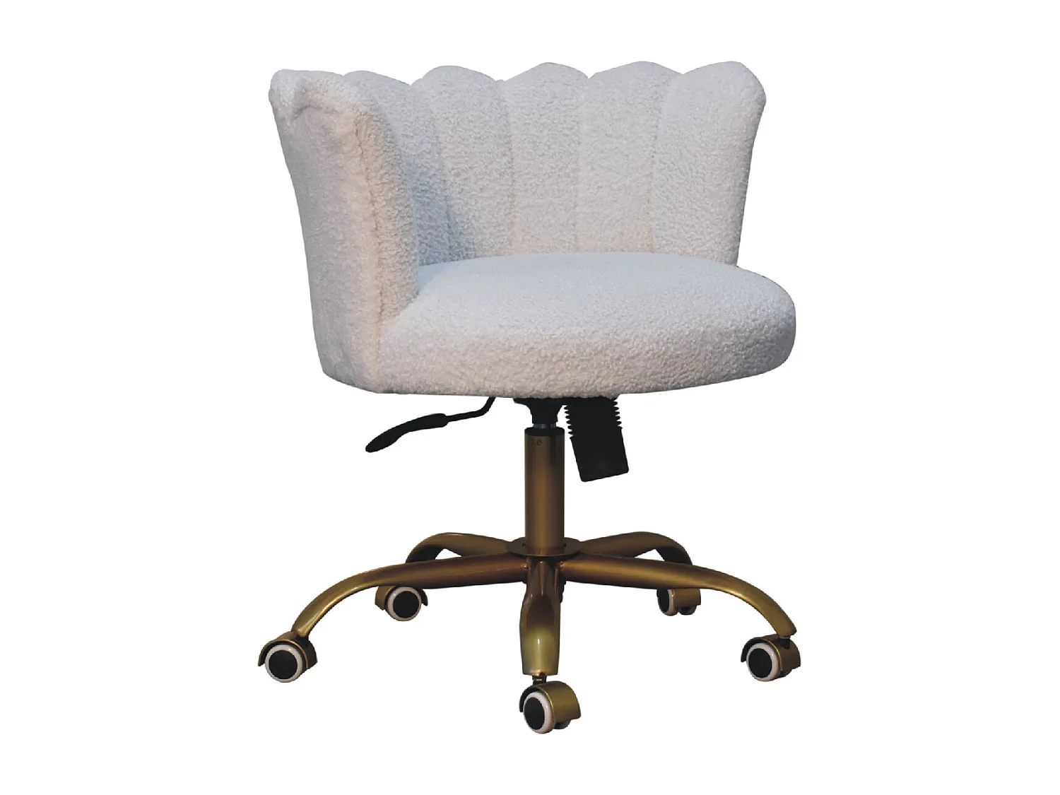 Artisan Furniture Solid Wood White Boucle Swivel Chair
