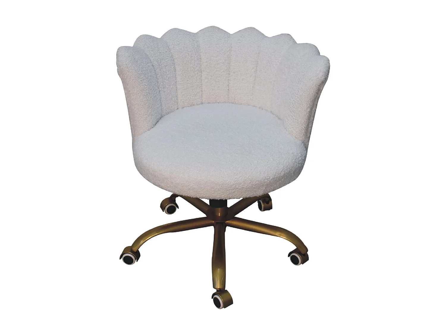 Artisan Furniture Solid Wood White Boucle Swivel Chair