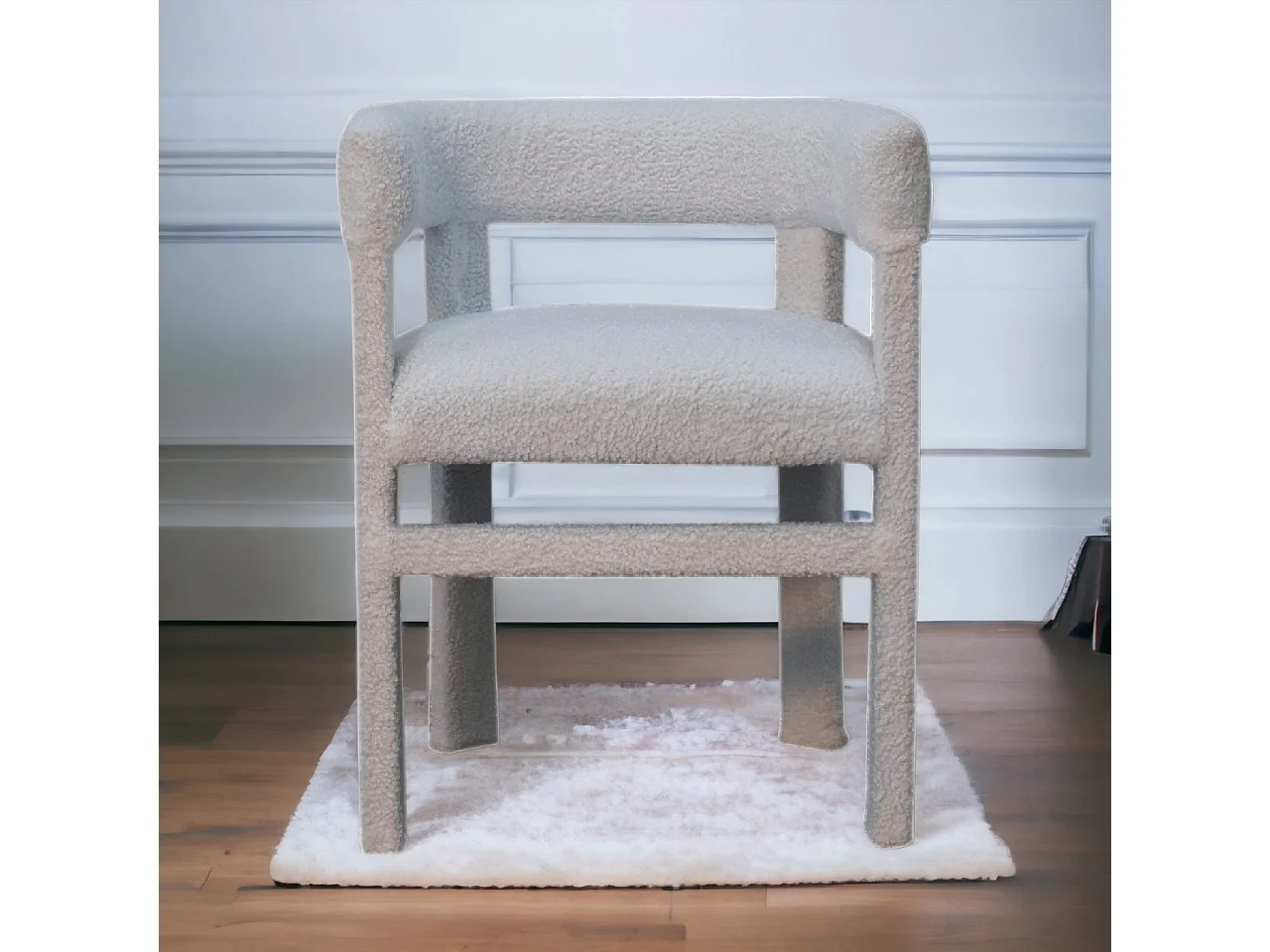 Artisan Furniture Solid Wood White Boucle Occasional Chair