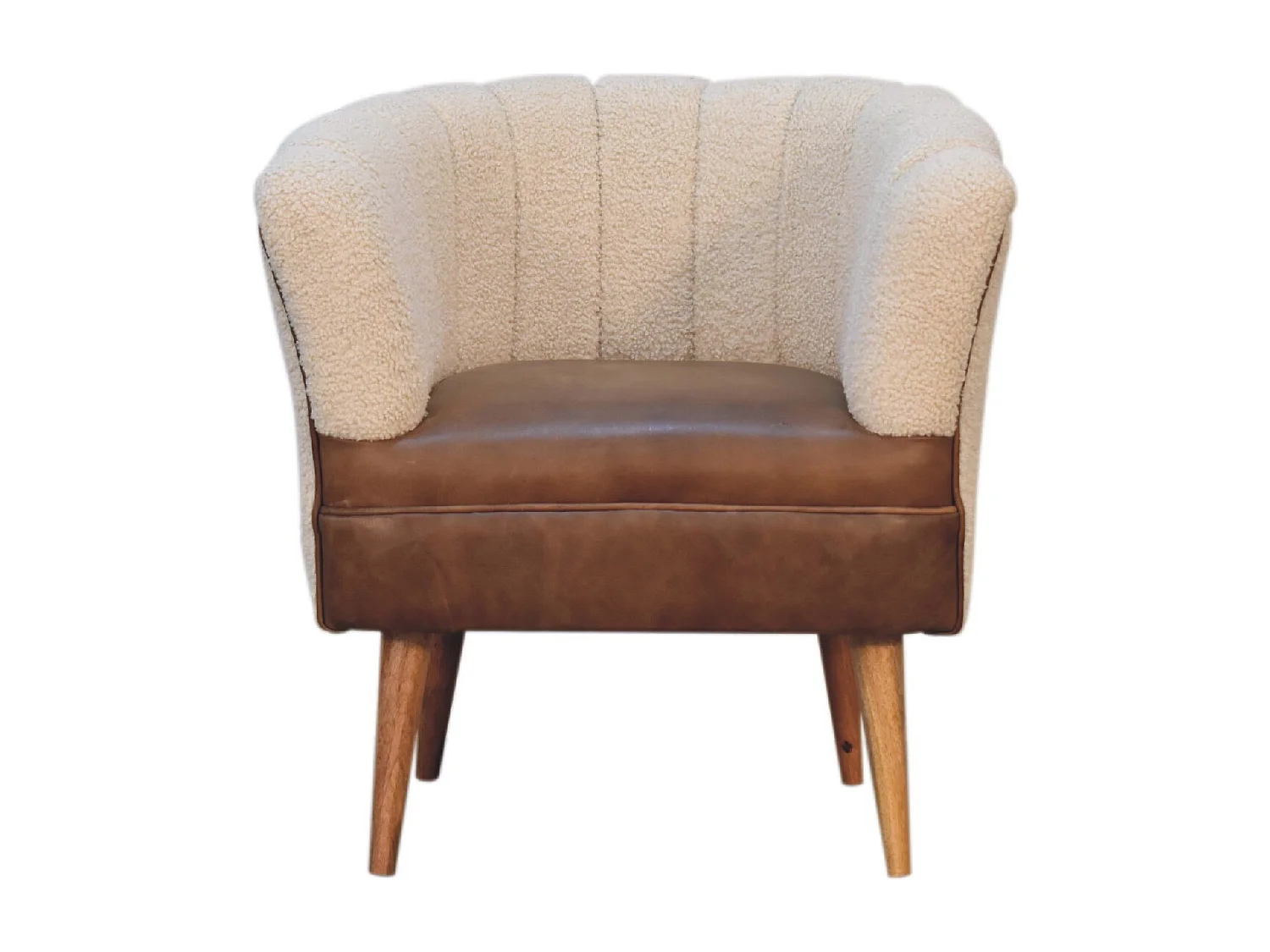 Artisan Furniture Solid Wood Boucle Cream Buffalo Armchair