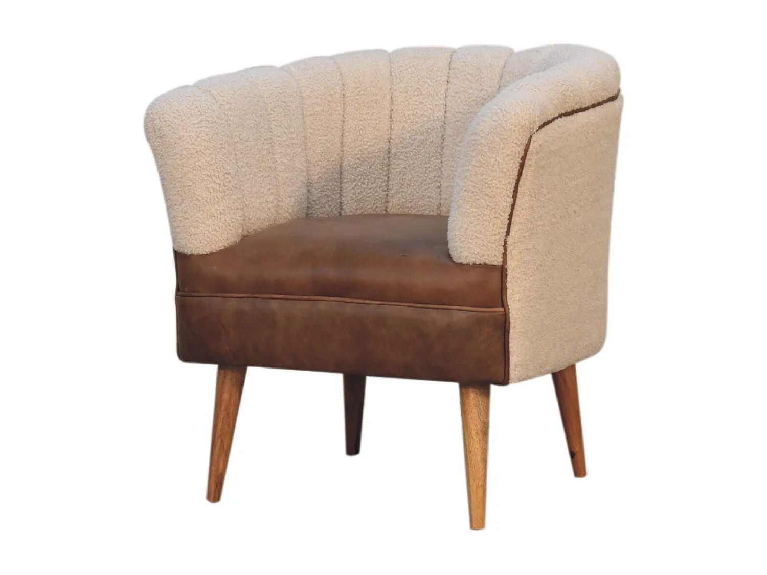 Artisan Furniture Solid Wood Boucle Cream Buffalo Armchair