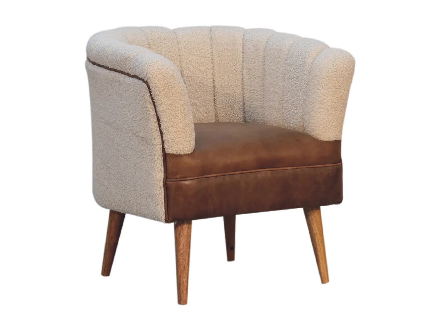 Artisan Furniture Solid Wood Boucle Cream Buffalo Armchair