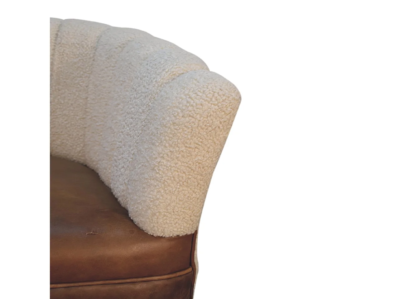 Artisan Furniture Solid Wood Boucle Cream Buffalo Armchair