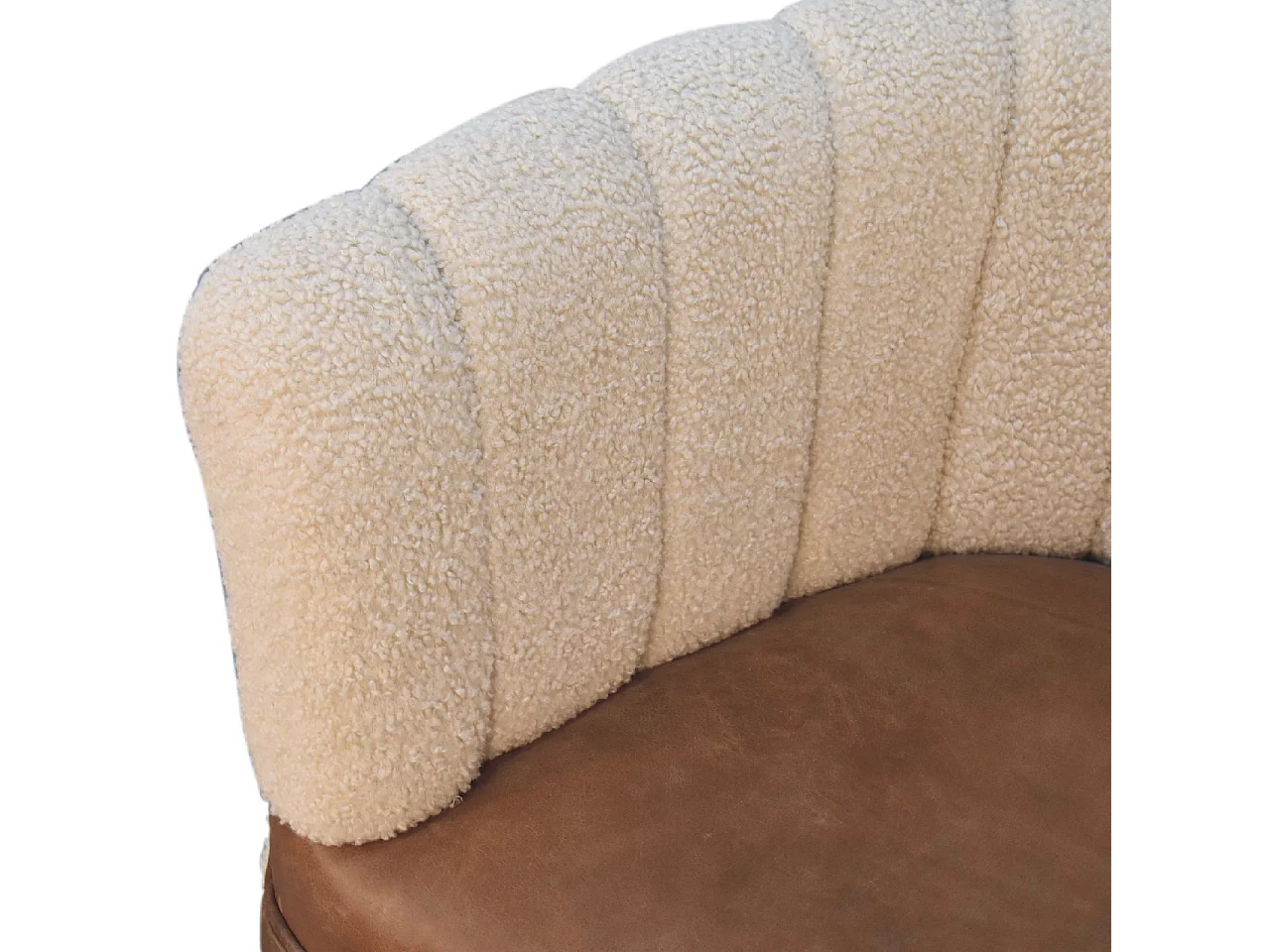 Artisan Furniture Solid Wood Boucle Cream Buffalo Armchair