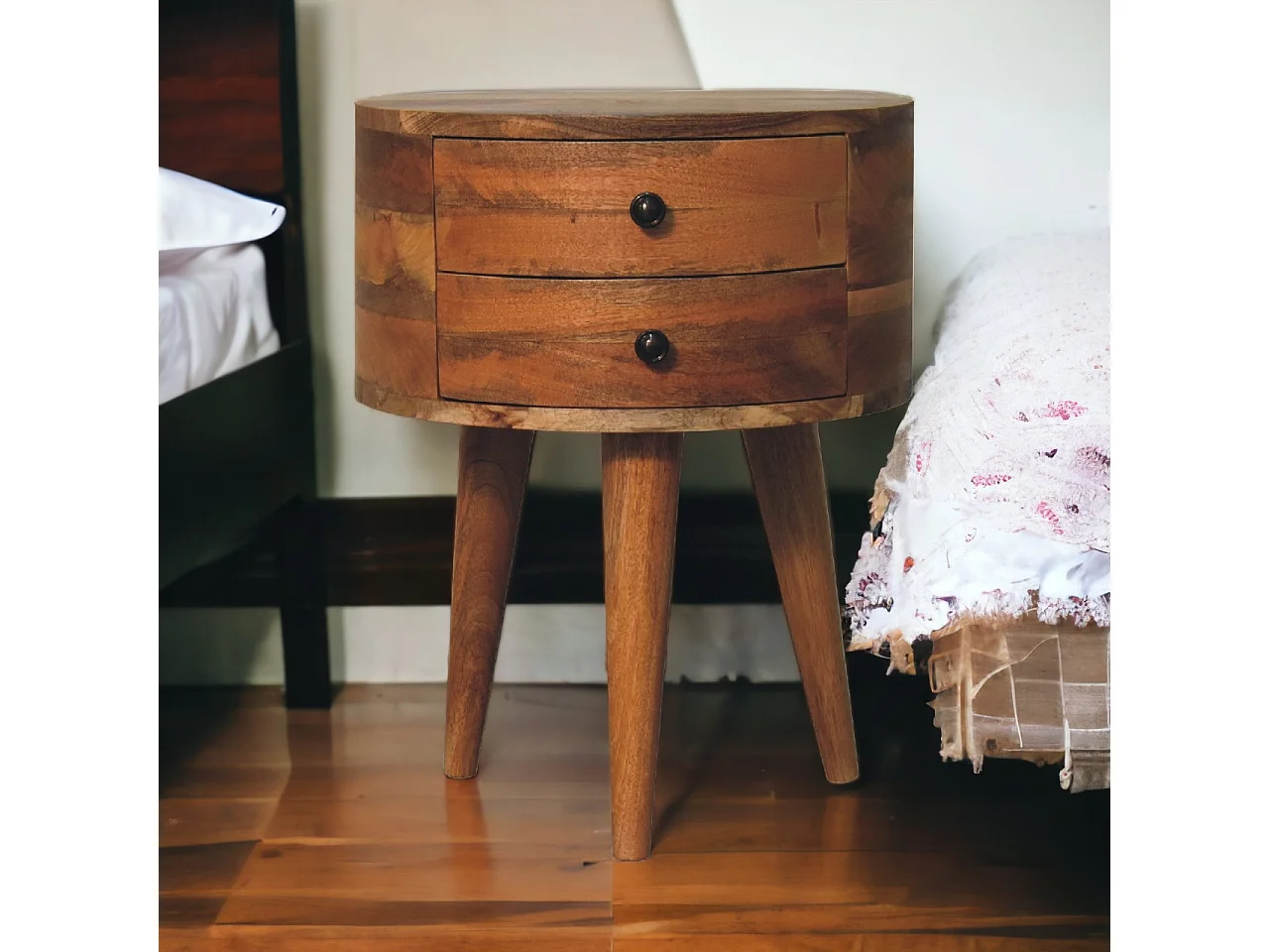 Artisan Furniture Solid Wood Odyssey Oak-ish Tripod Bedside