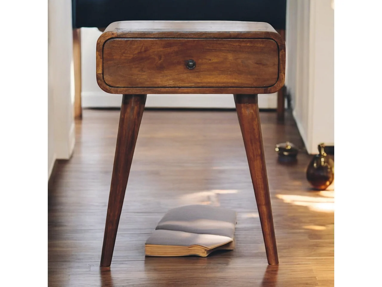 Artisan Furniture Solid Wood Avora Chestnut Nightstand with 1 drawer