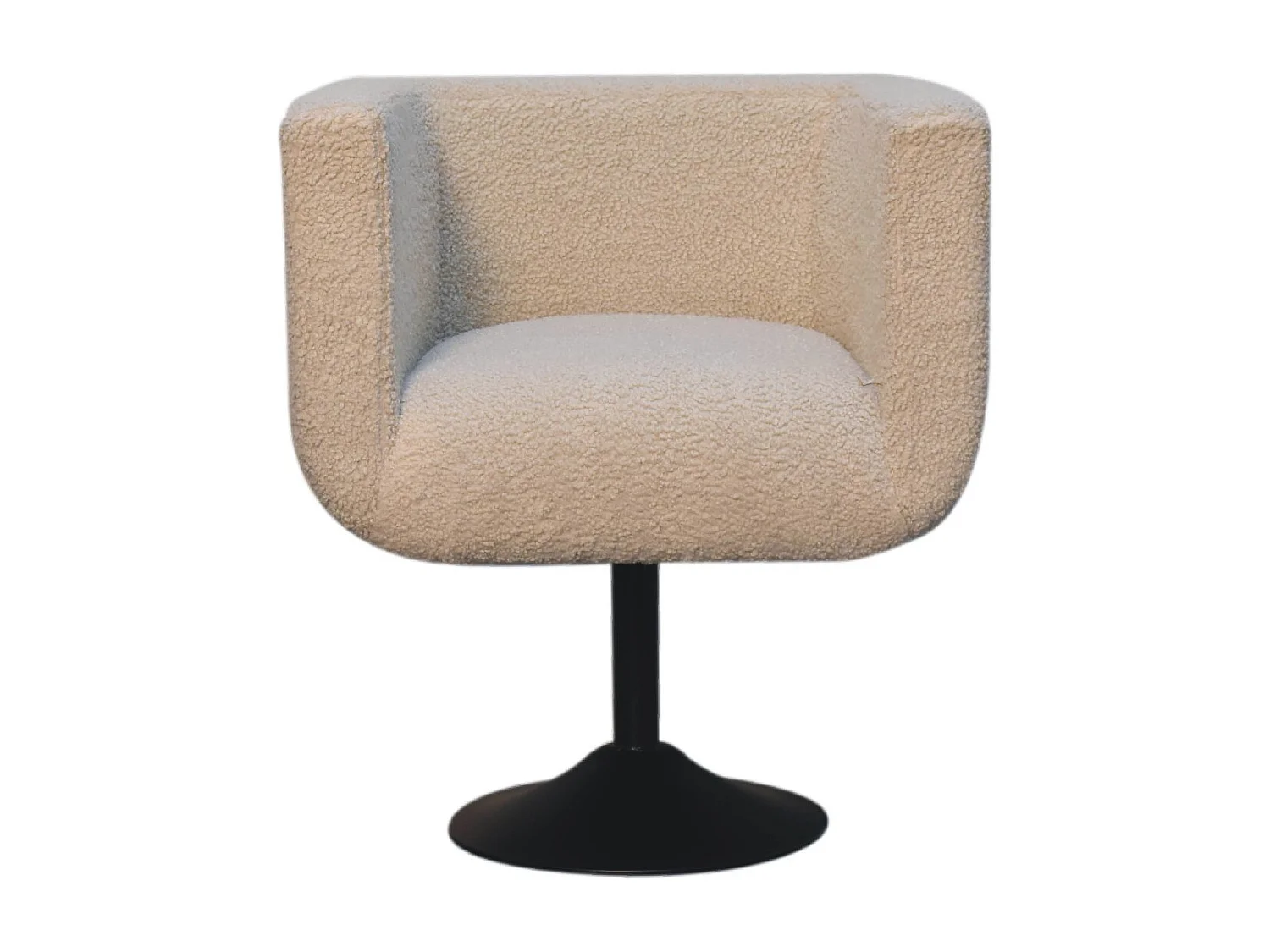 Artisan Furniture Solid Wood Cream Boucle Swivel Chair