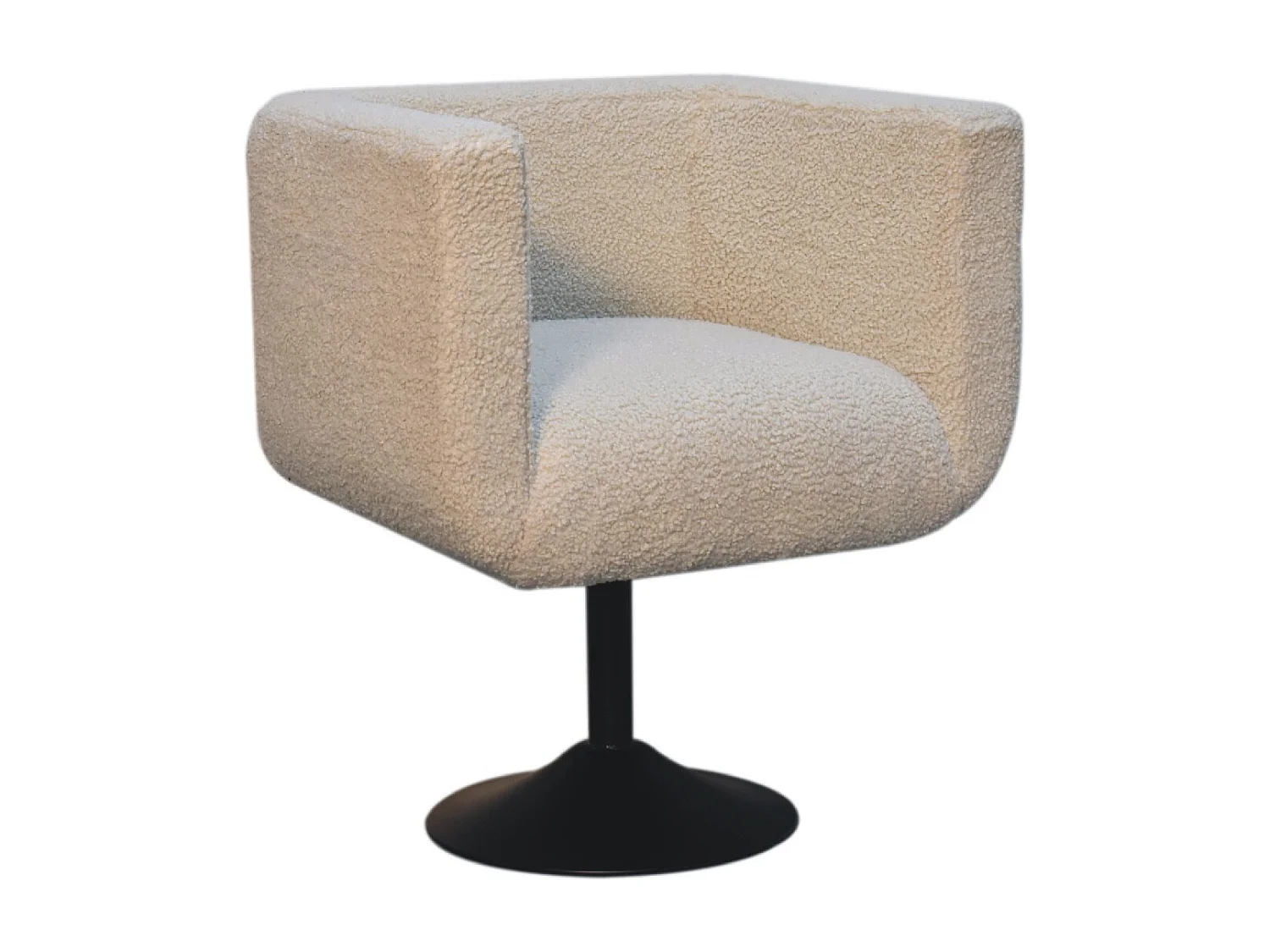 Artisan Furniture Solid Wood Cream Boucle Swivel Chair