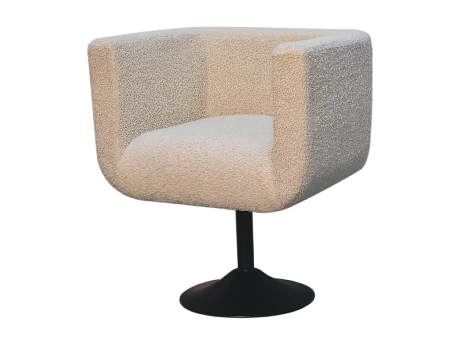 Artisan Furniture Solid Wood Cream Boucle Swivel Chair