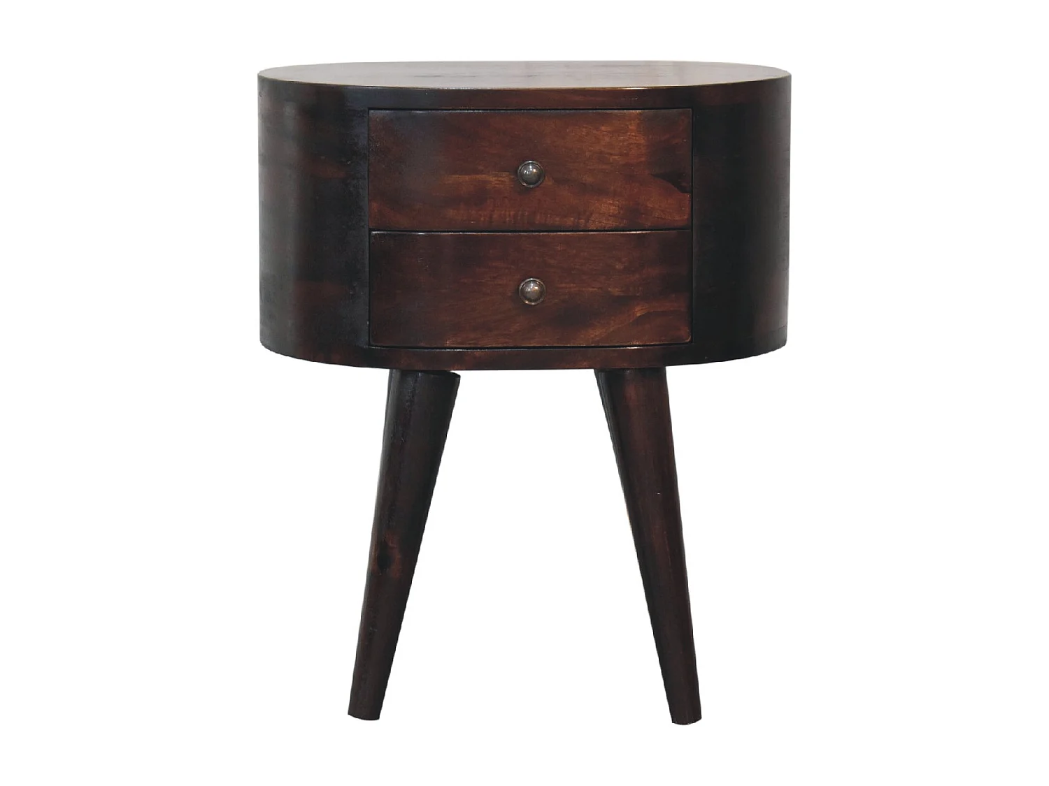 Artisan Furniture Solid Wood Light Walnut Rounded Bedside Table