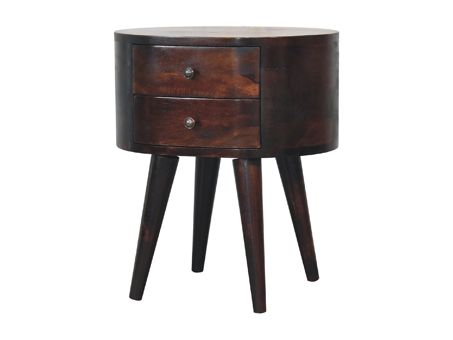 Artisan Furniture Solid Wood Light Walnut Rounded Bedside Table