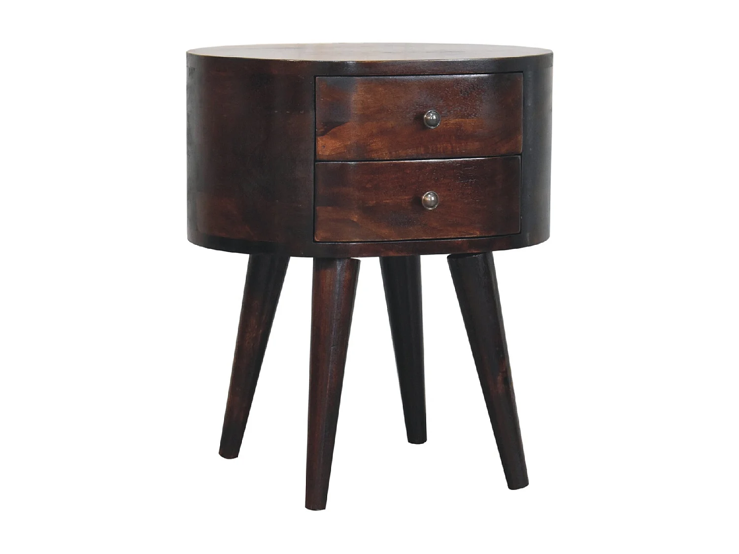 Artisan Furniture Solid Wood Light Walnut Rounded Bedside Table