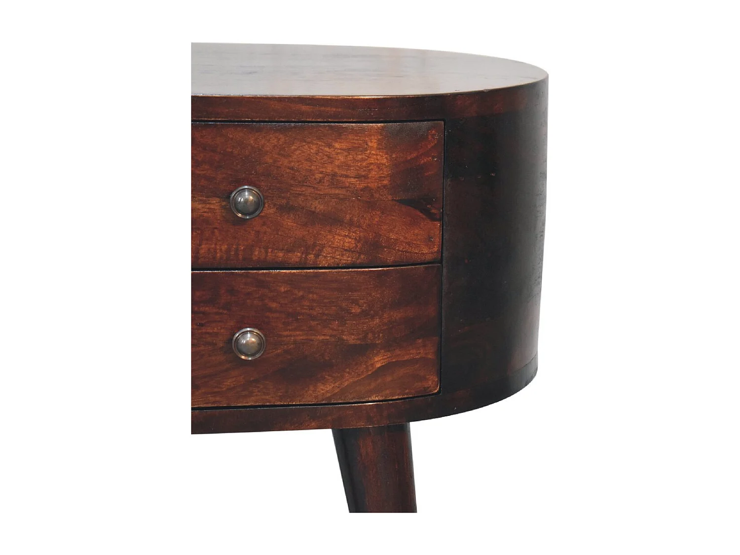Artisan Furniture Solid Wood Light Walnut Rounded Bedside Table