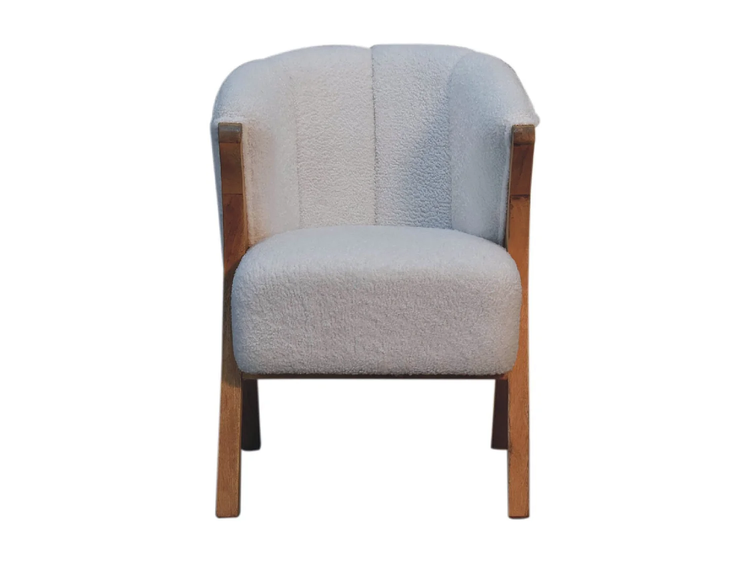 Artisan Furniture Solid Wood White Boucle Minimalistic Chair