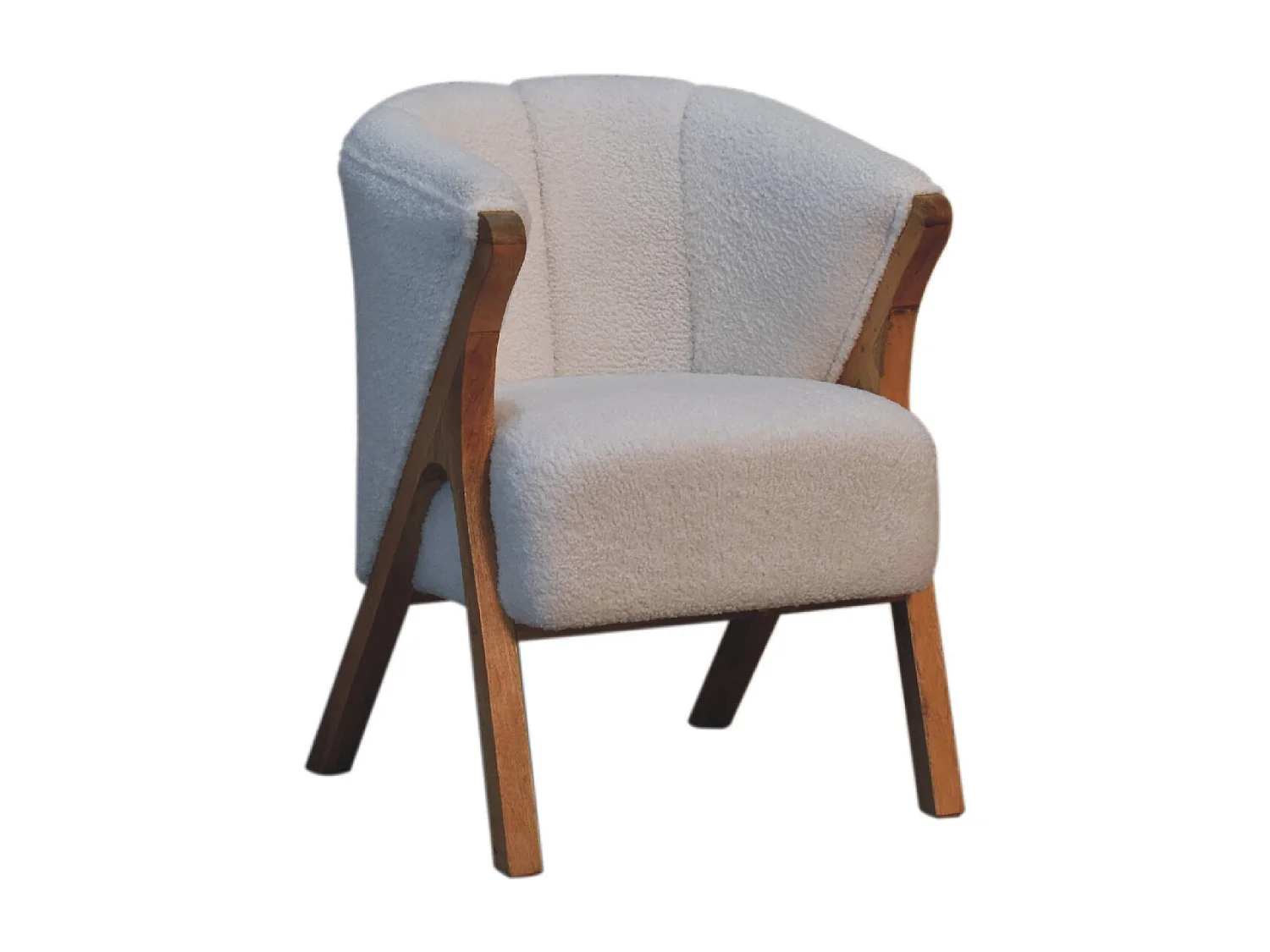 Artisan Furniture Solid Wood White Boucle Minimalistic Chair