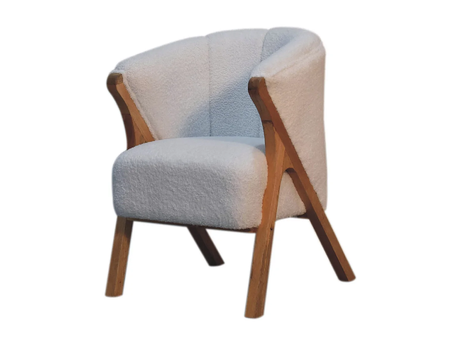 Artisan Furniture Solid Wood White Boucle Minimalistic Chair