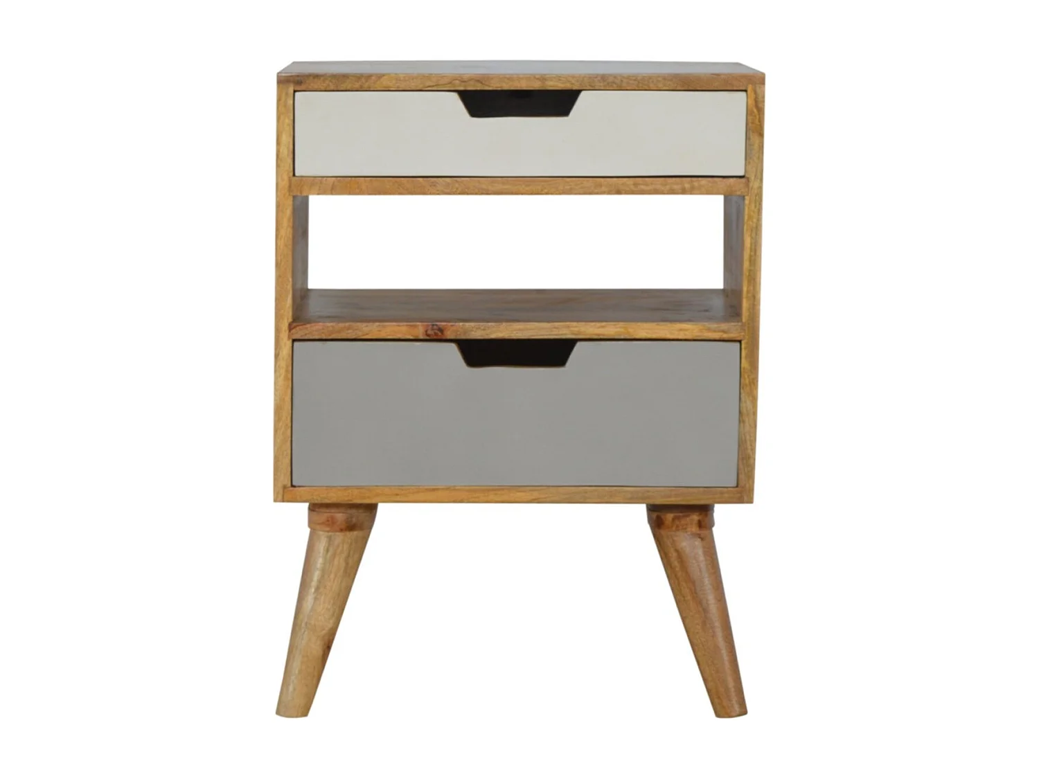 Artisan Furniture Solid Wood Grey and White Cut-out Bedside