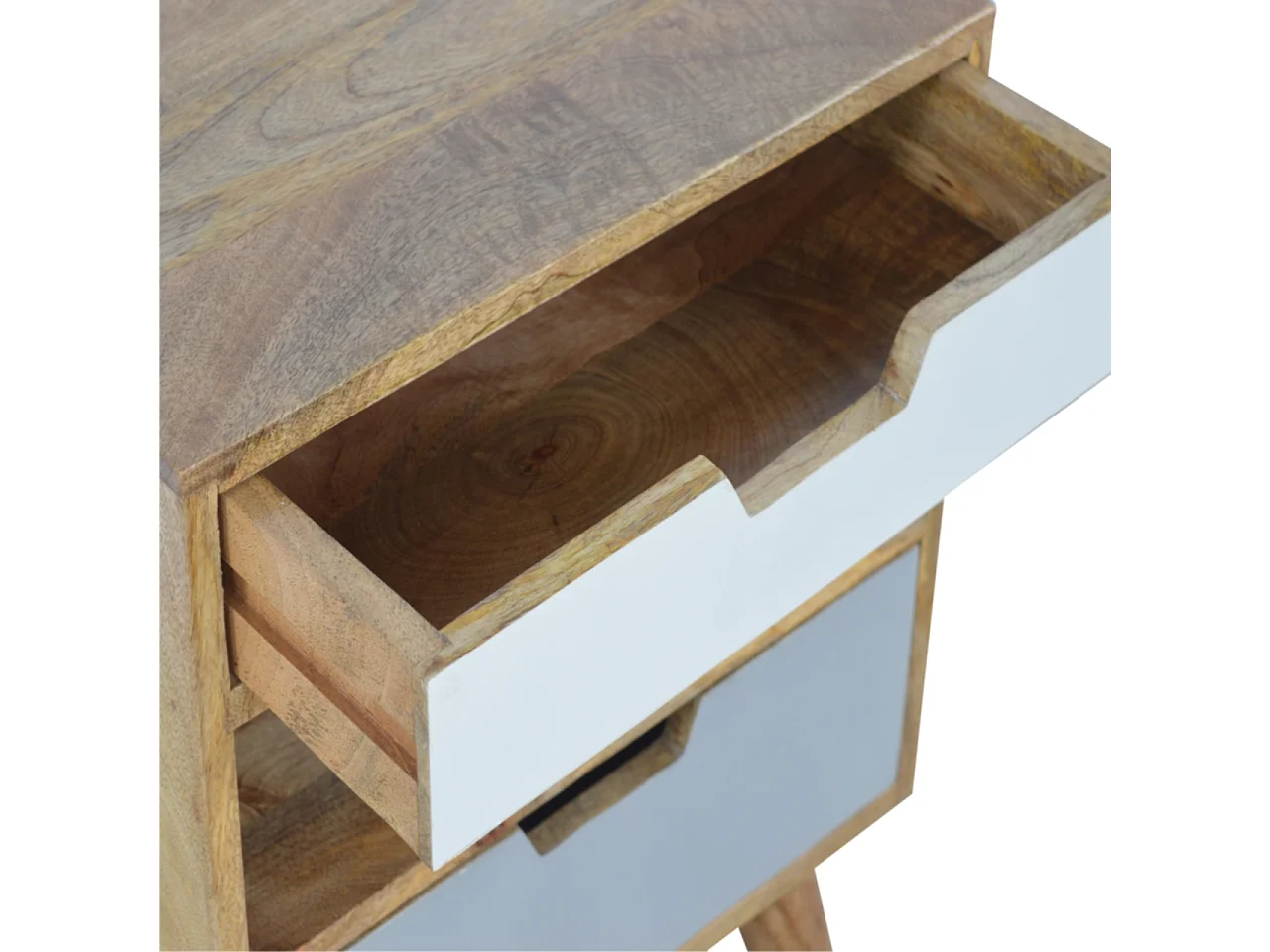 Artisan Furniture Solid Wood Grey and White Cut-out Bedside