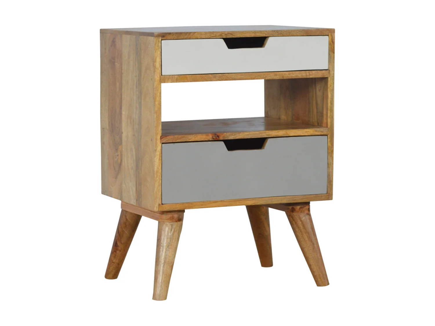 Artisan Furniture Solid Wood Grey and White Cut-out Bedside