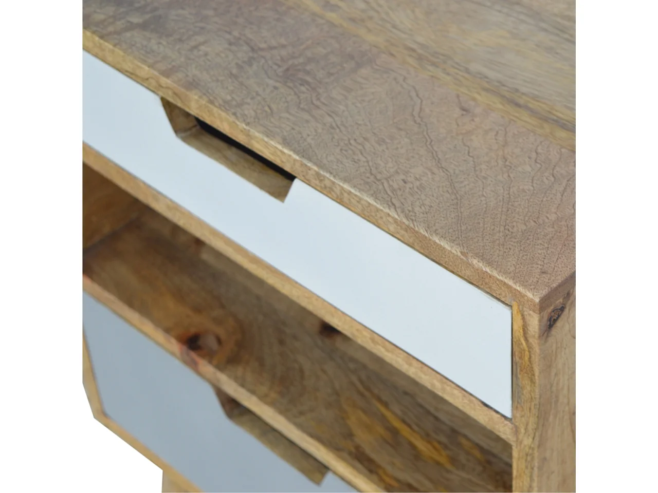 Artisan Furniture Solid Wood Grey and White Cut-out Bedside