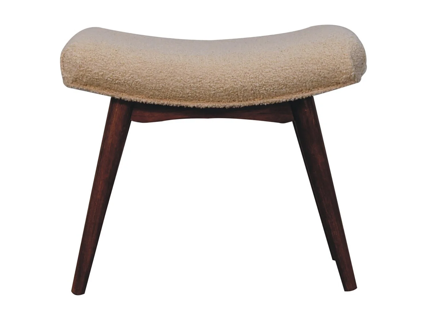 Artisan Furniture Solid Wood Honey Caramel Boucle Cream Curved Bench