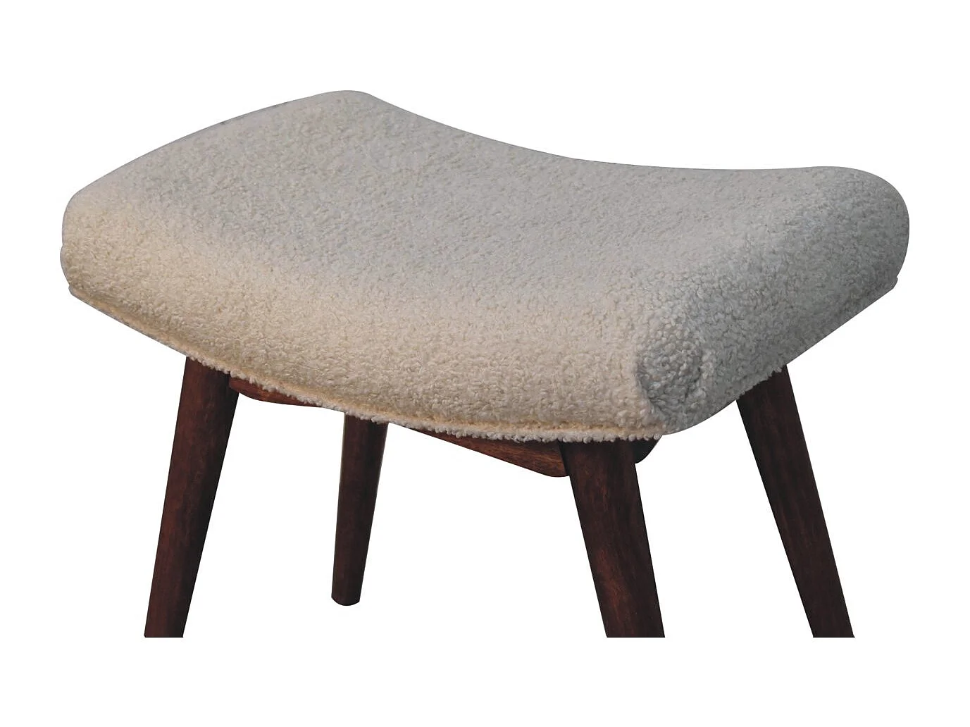 Artisan Furniture Solid Wood Honey Caramel Boucle Cream Curved Bench