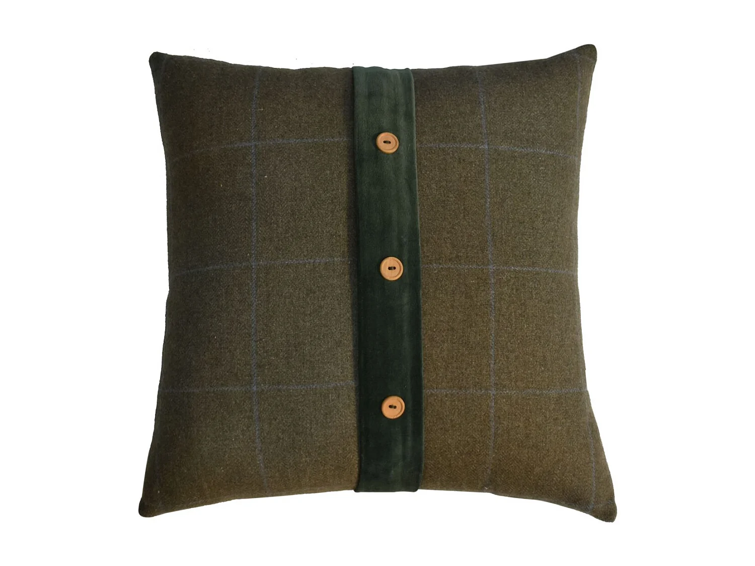 Artisan Furniture Solid Wood Quinn Cushion Set of 2 - Green Olive Tartan & Green Velvet