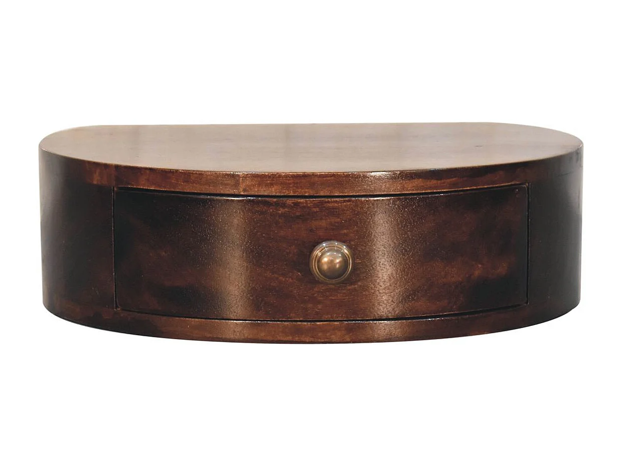 Artisan Furniture Solid Wood California Walnut Wall Mounted Rounded Bedside