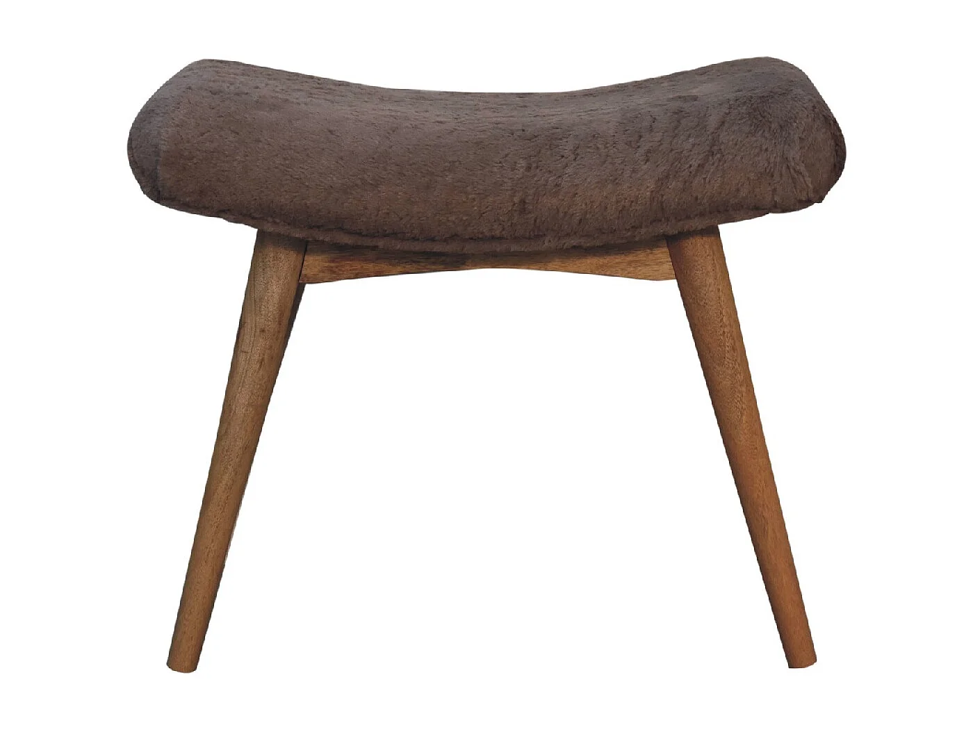 Artisan Furniture Solid Wood Mocha Faux Fur Curved Bench