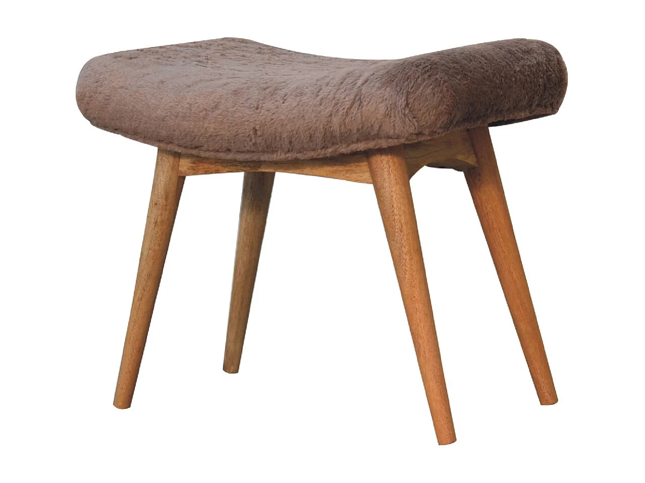 Artisan Furniture Solid Wood Mocha Faux Fur Curved Bench