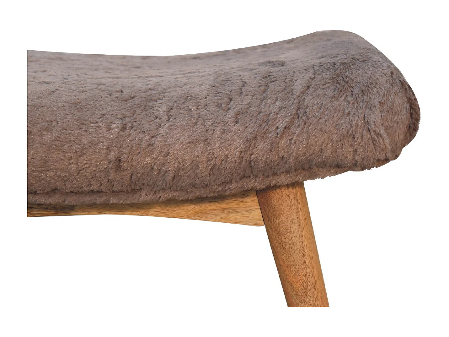 Artisan Furniture Solid Wood Mocha Faux Fur Curved Bench