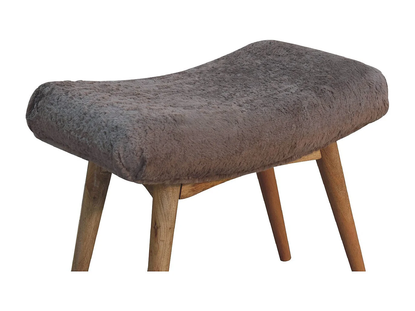Artisan Furniture Solid Wood Mocha Faux Fur Curved Bench
