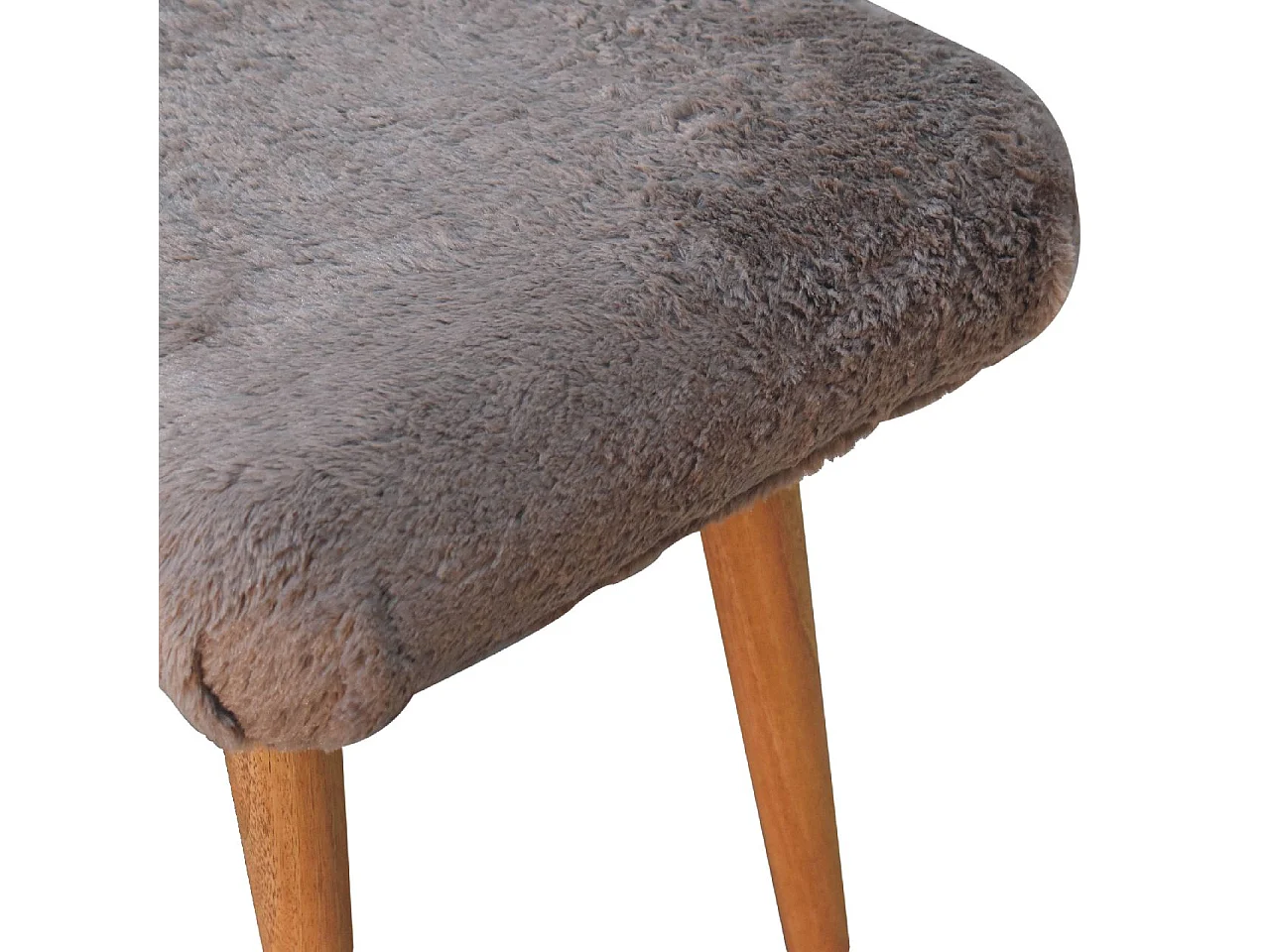 Artisan Furniture Solid Wood Mocha Faux Fur Curved Bench