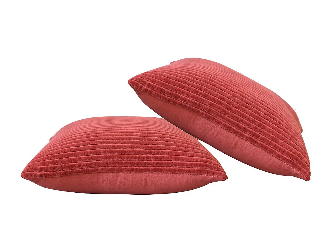 Artisan Furniture Solid Wood Ribbed Red Cushion Set of 2