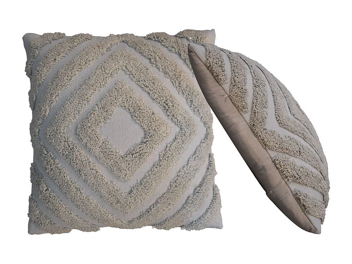 Artisan Furniture Solid Wood Grey Diamond Cushion Set of 2