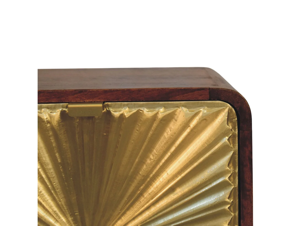 Avora Solid Wood 2 Drawer Brass Embossed Chestnut Nightstand