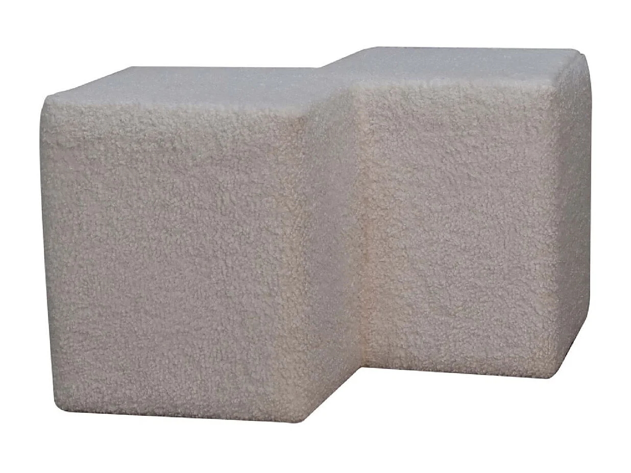 Artisan Furniture Solid Wood White Boucle Twin Footstool