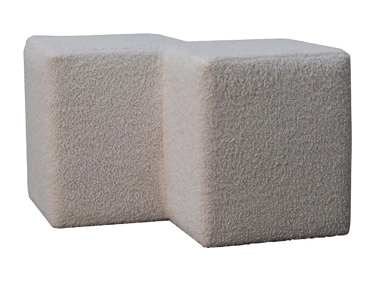 Artisan Furniture Solid Wood White Boucle Twin Footstool
