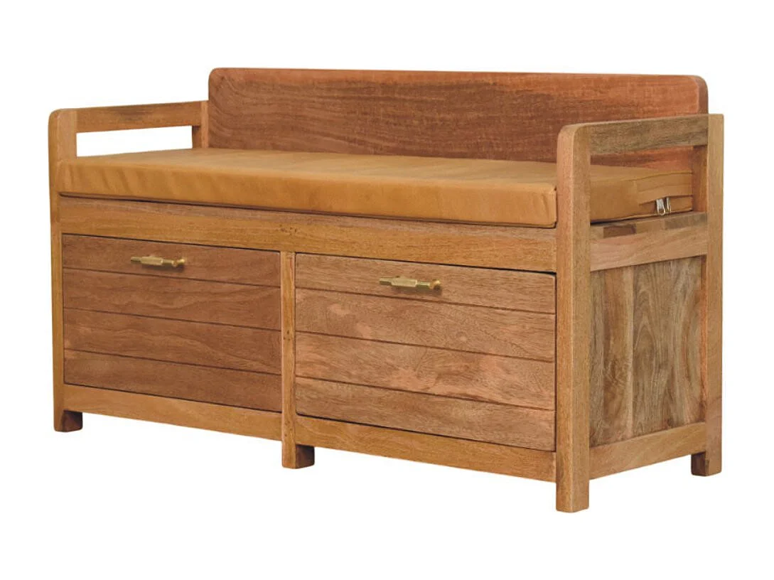 Artisan Furniture Solid Wood Oxford Oak-ish 2 Drawer Storage Bench