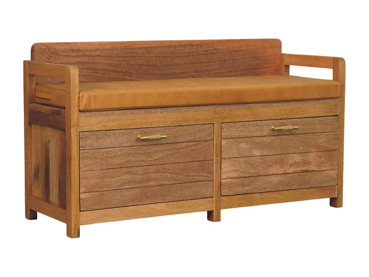 Artisan Furniture Solid Wood Oxford Oak-ish 2 Drawer Storage Bench