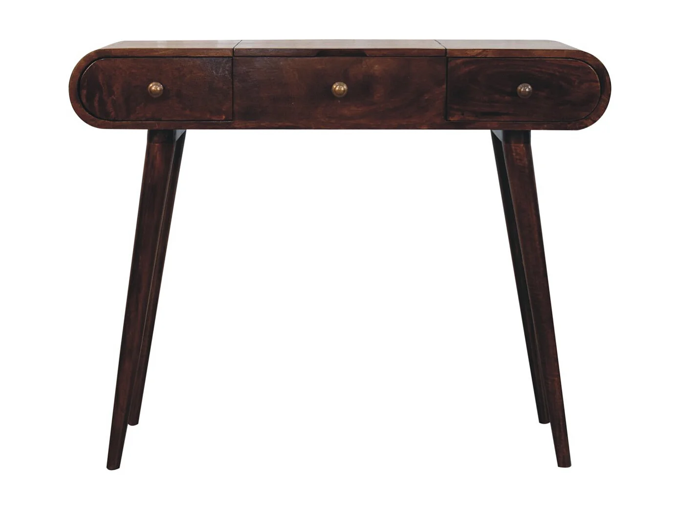 Artisan Furniture Solid Wood California Walnut Dressing Table with Foldable Mirror
