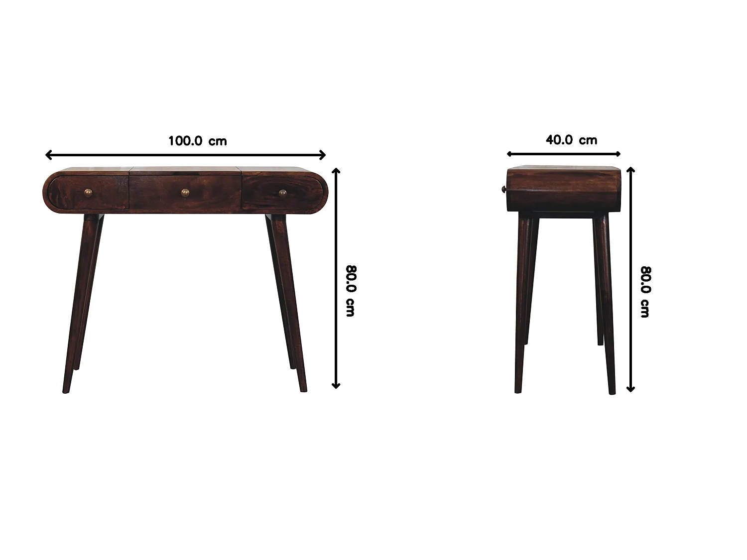 Artisan Furniture Coiffeuse en bois massif finition noyer de Californie avec miroir rabattable
