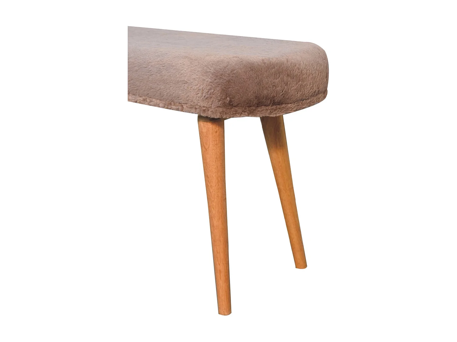 Artisan Furniture Solid Wood Mocha Faux Fur Fabric Bench