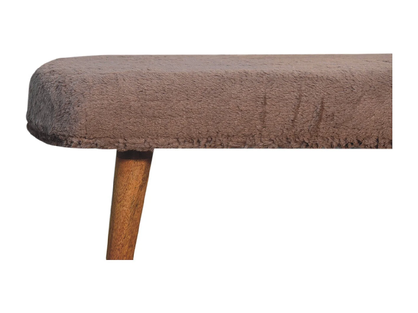 Artisan Furniture Solid Wood Mocha Faux Fur Fabric Bench