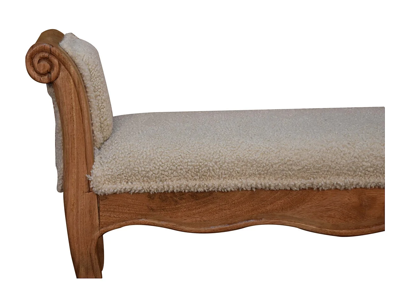Artisan Furniture Solid Wood Cream Boucle French Style Bench