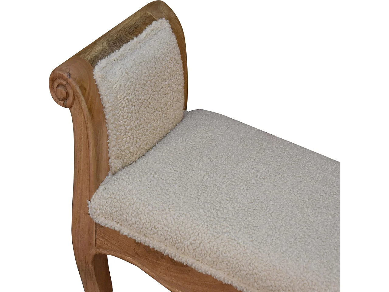 Artisan Furniture Solid Wood Cream Boucle French Style Bench
