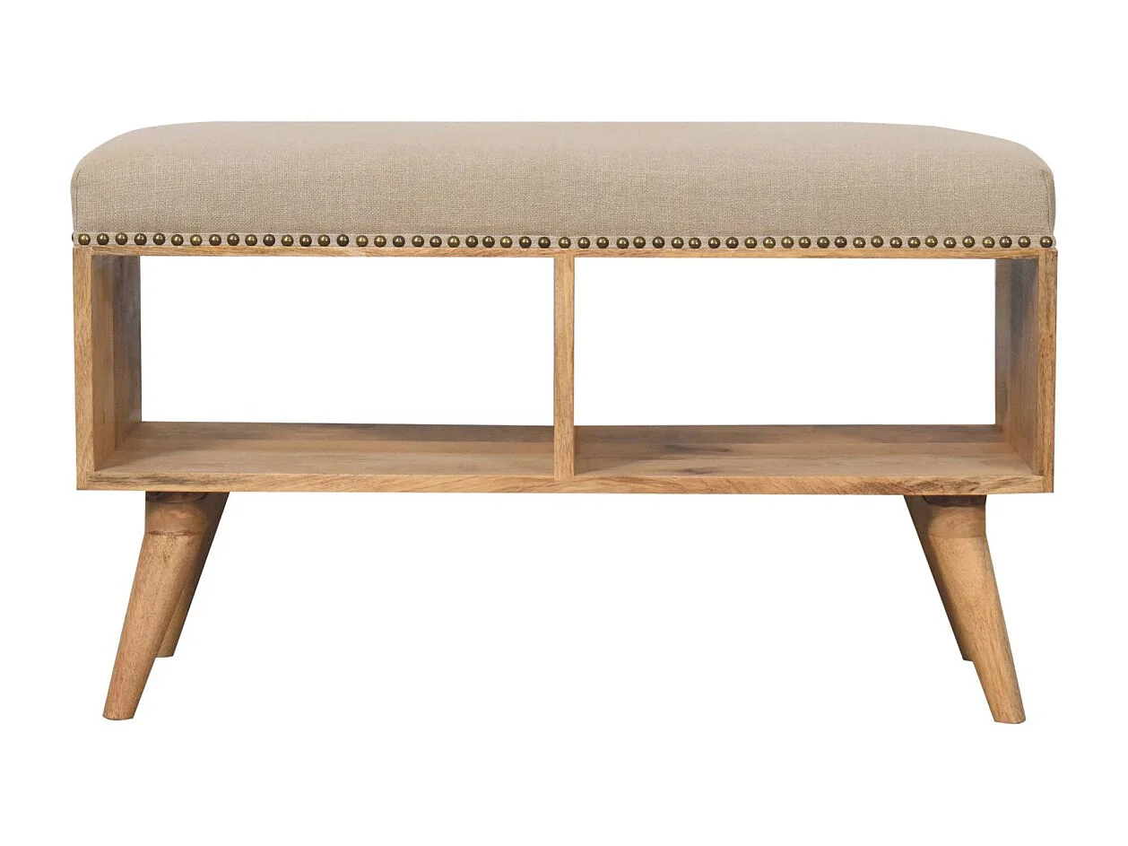 Artisan Furniture Solid Wood Studded Linen Open Bench